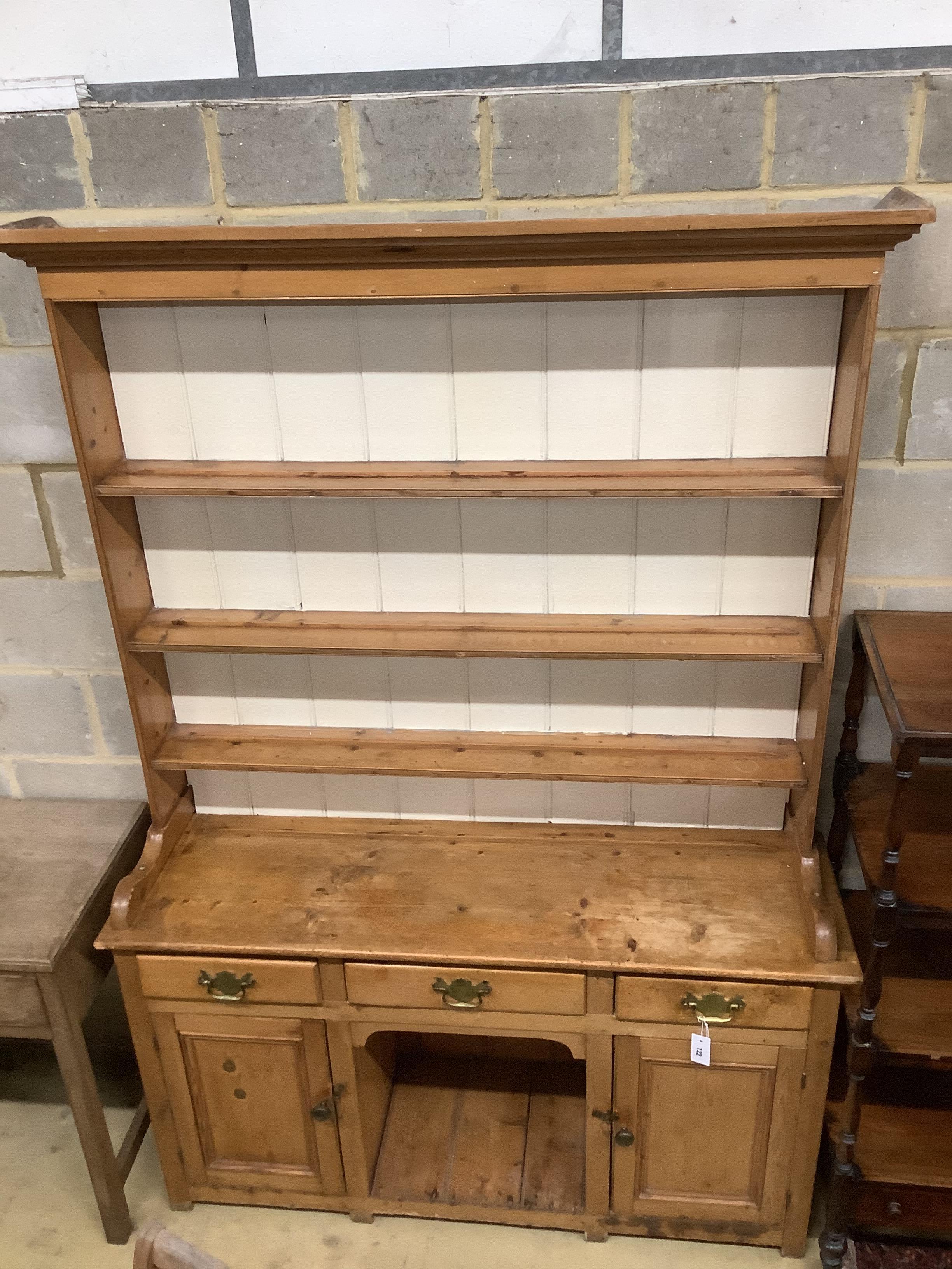 A Victorian pine dresser, length 142cm, depth 44cm, height 205cm